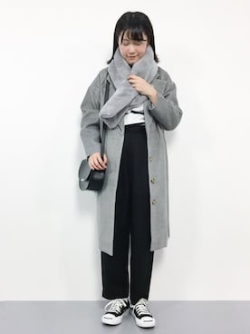 「Luz Llena（ラズレナ）のアイテム（チェスターコート）」を使った、まるさん（レディース・161cm）の冬コーディネート