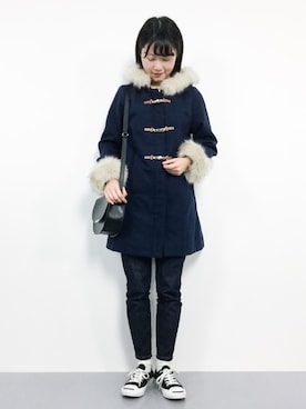 「Honeys（ハニーズ）のアイテム（ダッフルコート）」を使った、まるさん（レディース・161cm）の冬コーディネート