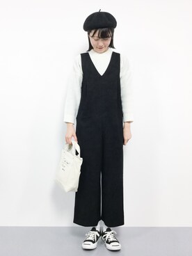 「Factor=（ファクターイコール）のアイテム（オールインワン・サロペット）」を使った、まるさん（レディース・161cm）の冬コーディネート