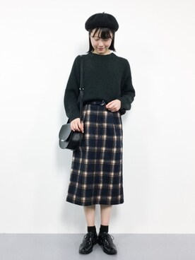 「タータンチェック」｜まるさん（レディース・161cm）の冬コーディネート