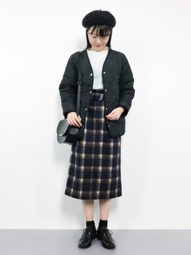 「タータンチェック」｜まるさん（レディース・161cm）の冬コーディネート