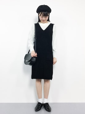 「レースアップシューズ」｜「アイテム（チュニック）」を使った、まるさん（レディース・161cm）の冬コーディネート