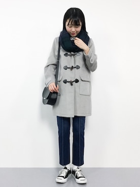 「archives（アルシーヴ）のアイテム（ダッフルコート）」を使った、まるさん（レディース・161cm）の冬コーディネート