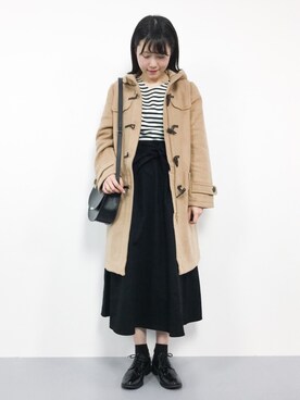 「レースアップシューズ」｜「アイテム（ダッフルコート）」を使った、まるさん（レディース・161cm）の冬コーディネート
