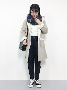 「Samansa Mos2（サマンサ モスモス）のアイテム（ダッフルコート）」を使った、まるさん（レディース・161cm）の冬コーディネート