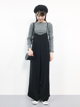 「NANO universe（ナノユニバース）のアイテム（つなぎ/オールインワン）」を使った、まるさん（レディース・161cm）の冬コーディネート