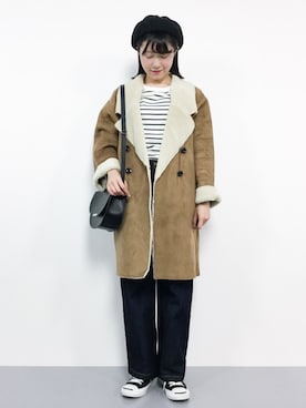 「SpRay（スプレイ）のアイテム（ムートンコート）」を使った、まるさん（レディース・161cm）の冬コーディネート