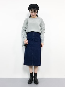 「URBAN RESEARCH（アーバンリサーチ）のアイテム（デニムスカート）」を使った、まるさん（レディース・161cm）の冬コーディネート