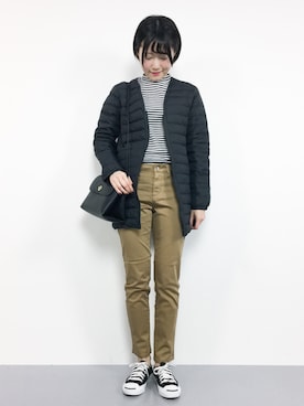 「LEPSIM（レプシィム）の【日々アイテム】ストレッチムジスリムパンツ17FW　762936（その他パンツ）」を使った、まるさん（レディース・161cm）の冬コーディネート