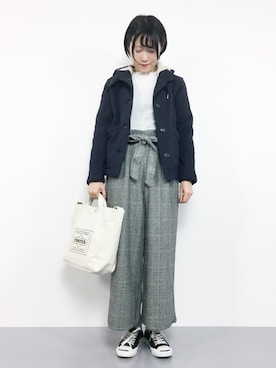 「coen（コーエン）のアイテム（ピーコート）」を使った、まるさん（レディース・161cm）の冬コーディネート
