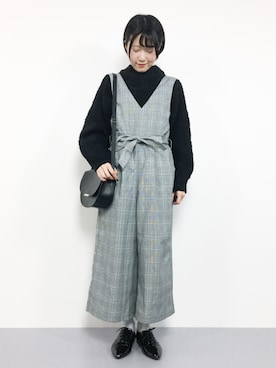 「Honeys（ハニーズ）のアイテム（オールインワン・サロペット）」を使った、まるさん（レディース・161cm）の冬コーディネート
