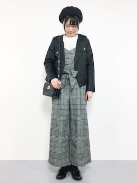 「SpRay（スプレイ）のアイテム（つなぎ/オールインワン）」を使った、まるさん（レディース・161cm）の冬コーディネート