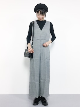 「SpRay（スプレイ）のアイテム（オールインワン・サロペット）」を使った、まるさん（レディース・161cm）の冬コーディネート