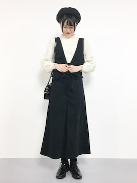 「merlot plus（メルロープリュス）のアイテム（オールインワン・サロペット）」を使った、まるさん（レディース・161cm）の冬コーディネート