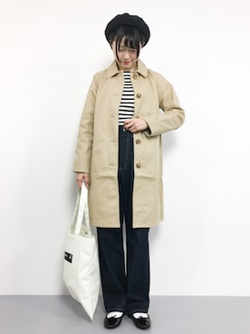 「Green　Parks（グリーンパークス）のアイテム（ステンカラーコート）」を使った、まるさん（レディース・161cm）の冬コーディネート