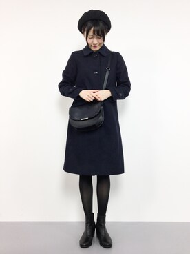 「CIAOPANIC TYPY（チャオパニックティピー）のアイテム（ステンカラーコート）」を使った、まるさん（レディース・161cm）の冬コーディネート