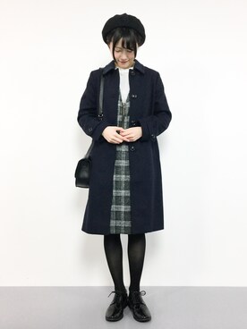 「CIAOPANIC TYPY（チャオパニックティピー）のアイテム（ステンカラーコート）」を使った、まるさん（レディース・161cm）の冬コーディネート