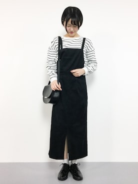 「レースアップシューズ」｜「アイテム（つなぎ/オールインワン）」を使った、まるさん（レディース・161cm）の冬コーディネート