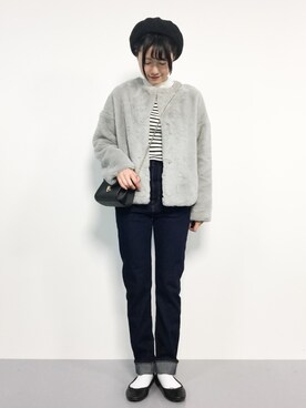 「RAY CASSIN（レイカズン）のアイテム（ブルゾン）」を使った、まるさん（レディース・161cm）の冬コーディネート