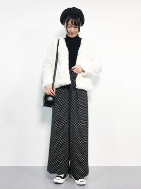 「INGNI（イング）のアイテム（ノーカラージャケット）」を使った、まるさん（レディース・161cm）の冬コーディネート