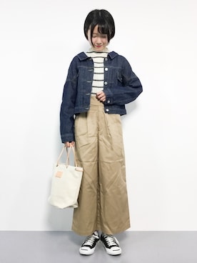 「reca（レカ）のアイテム（デニムジャケット）」を使った、まるさん（レディース・161cm）の冬コーディネート
