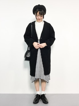 「フリルネック」｜「アイテム（その他アウター）」を使った、まるさん（レディース・161cm）の冬コーディネート