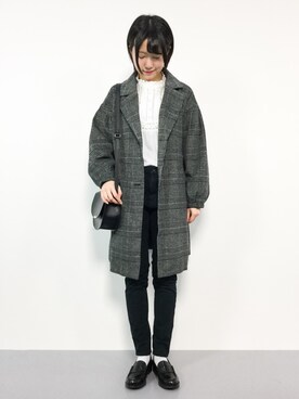 「koe（コエ）のアイテム（チェスターコート）」を使った、まるさん（レディース・161cm）の冬コーディネート