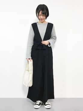 「VIS（ビス）のアイテム（つなぎ/オールインワン）」を使った、まるさん（レディース・161cm）の冬コーディネート
