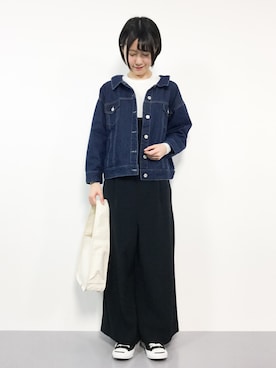 「Gジャン」｜「アイテム（つなぎ/オールインワン）」を使った、まるさん（レディース・161cm）の冬コーディネート