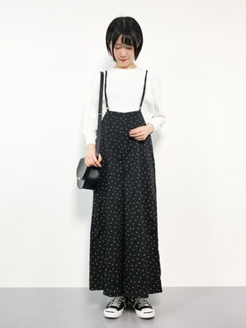 「MERLOT（メルロー）のアイテム（つなぎ/オールインワン）」を使った、まるさん（レディース・161cm）の冬コーディネート