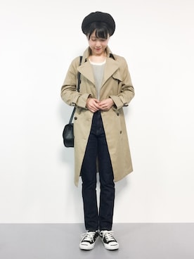 「niko and...（ニコアンド）のアイテム（トレンチコート）」を使った、まるさん（レディース・161cm）の冬コーディネート