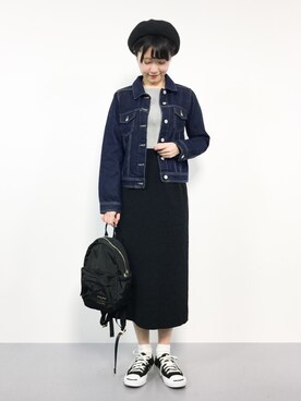 「rps（アールピーエス）のアイテム（デニムジャケット）」を使った、まるさん（レディース・161cm）の春コーディネート