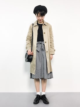 「Te chichi（テチチ）のアイテム（ステンカラーコート）」を使った、まるさん（レディース・161cm）の春コーディネート