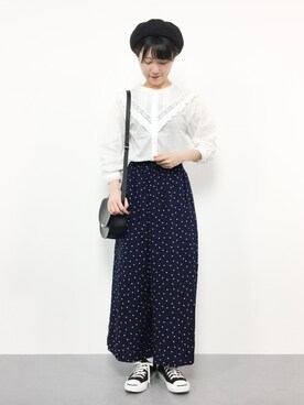 「Samansa Mos2 blue（サマンサモスモスブルー）のアイテム（パンツ）」を使った、まるさん（レディース・161cm）の春コーディネート