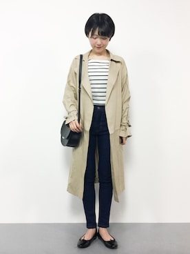 「CIAOPANIC TYPY（チャオパニックティピー）のアイテム（トレンチコート）」を使った、まるさん（レディース・161cm）の春コーディネート