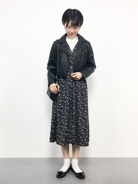 「WEGO（ウィゴー）のアイテム（ライダースジャケット）」を使った、まるさん（レディース・161cm）の春コーディネート