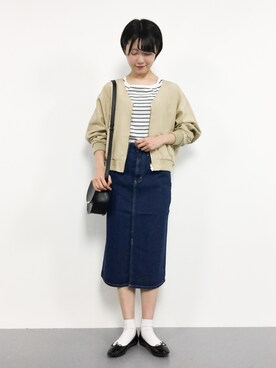「RAY CASSIN（レイカズン）のアイテム（ブルゾン）」を使った、まるさん（レディース・161cm）の春コーディネート