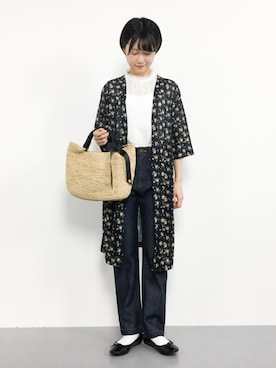 「cache cache（カシュ カシュ）のアイテム（かごバッグ）」を使った、まるさん（レディース・161cm）の春コーディネート