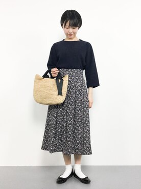 「cache cache（カシュ カシュ）のアイテム（かごバッグ）」を使った、まるさん（レディース・161cm）の春コーディネート