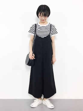 「rps（アールピーエス）のアイテム（サロペット/オーバーオール）」を使った、まるさん（レディース・161cm）の夏コーディネート