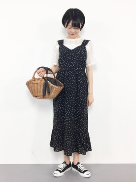 「grove（グローブ）のアイテム（かごバッグ）」を使った、まるさん（レディース・161cm）の夏コーディネート