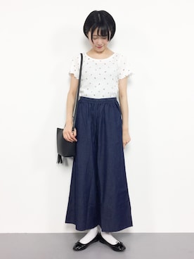 「Samansa Mos2 blue（サマンサモスモスブルー）のアイテム（パンツ）」を使った、まるさん（レディース・161cm）の夏コーディネート