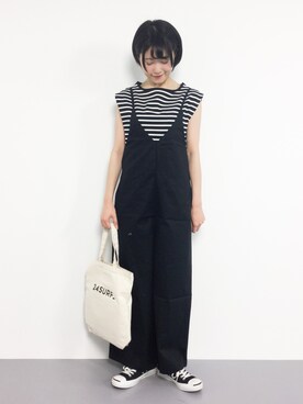 「rps（アールピーエス）のアイテム（つなぎ/オールインワン）」を使った、まるさん（レディース・161cm）の夏コーディネート