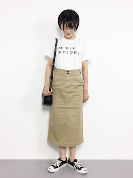 「BEAMS BOY（ビームスボーイ）のBEAMS BOY / BOY プリント ショートスリーブ（Tシャツ/カットソー）」を使った、まるさん（レディース・161cm）の夏コーディネート