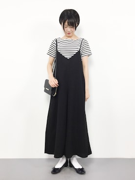 「スカラップ」｜「アイテム（オールインワン・サロペット）」を使った、まるさん（レディース・161cm）の夏コーディネート