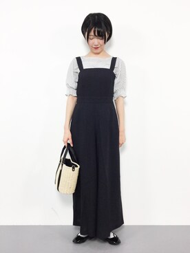 「ペーパーバッグ」｜「アイテム（オールインワン・サロペット）」を使った、まるさん（レディース・161cm）の夏コーディネート