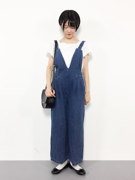 「coca（coca）（コカ）のアイテム（サロペット/オーバーオール）」を使った、まるさん（レディース・161cm）の夏コーディネート