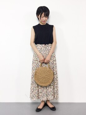 「SVEC（シュベック）のアイテム（かごバッグ）」を使った、まるさん（レディース・161cm）の夏コーディネート
