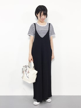 「coca（coca）（コカ）のアイテム（つなぎ/オールインワン）」を使った、まるさん（レディース・161cm）の夏コーディネート