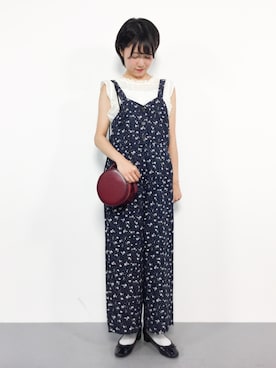 「ワインレッド」｜「アイテム（オールインワン・サロペット）」を使った、まるさん（レディース・161cm）の夏コーディネート